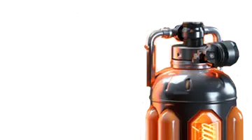 Изображение футуристической канистры с топливом, символизирующее энергию и усиление приветственного бонуса в Казино Вулкан Мега.